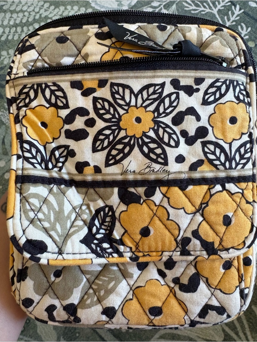 Vera Bradley yellow and black Floral Quilted Cosmetic Crossbody